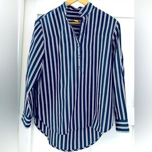 Women’s blue striped button up tunic/blouse from JCrew. Sz 4